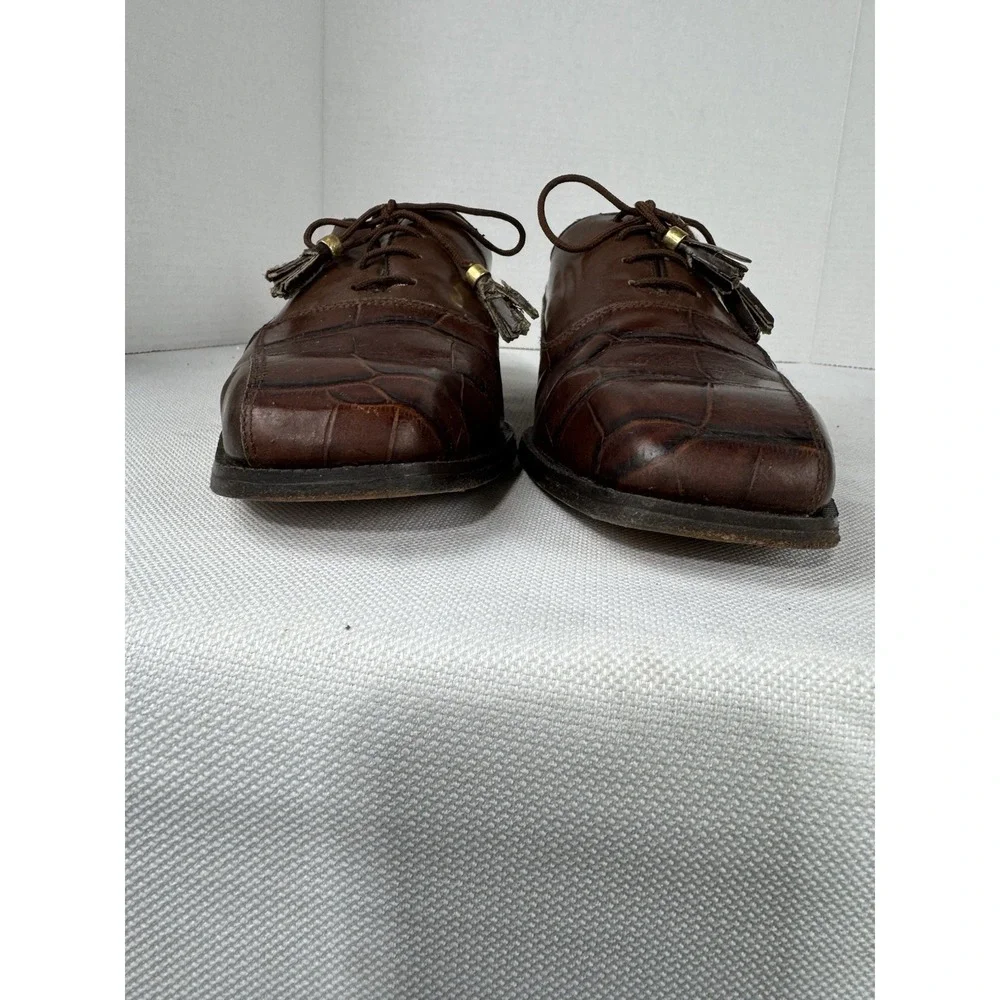 Marco Vicci‎ Rockford Croc Embossed Leather Wingtips tassels size 10